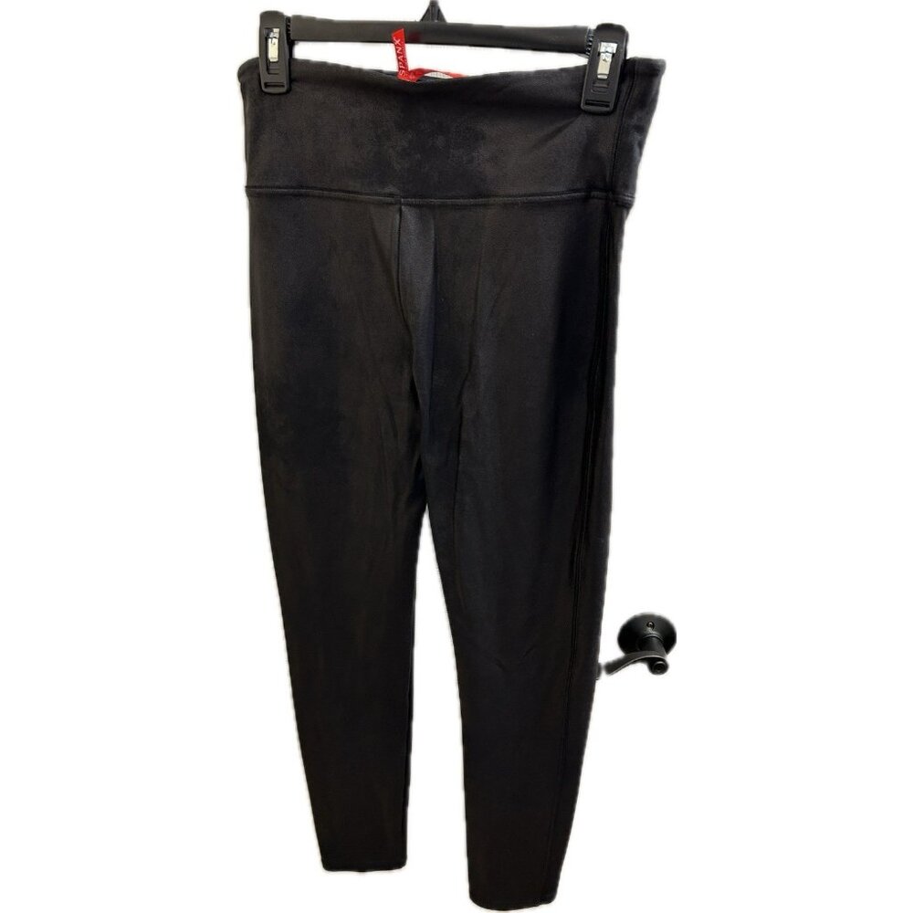 Spanx Black Faux Leather Cropped Leggings Womens Medium 20014R Xl 26.5” L